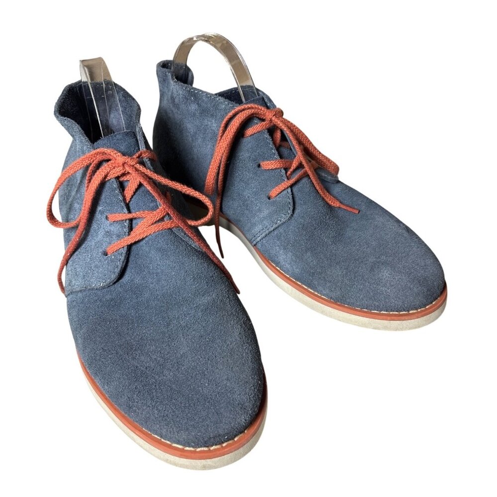 SeeVees 3 Eye Chukka Boots Size 8.5 Shadow Blue Suede Red Laces Ankle White Sole